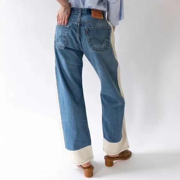 B SIDES Indigo and Ivory Straight Leg Jeans - Picture 9 of 14